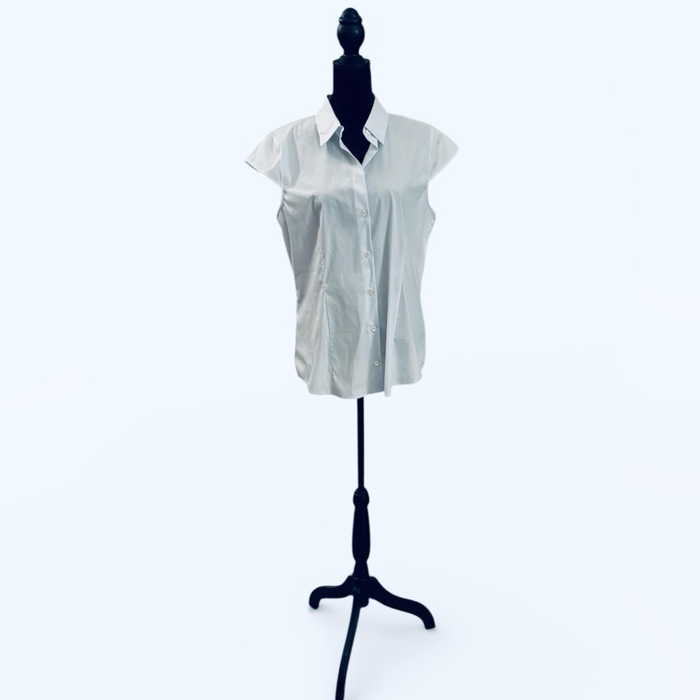 Theory Pretty Light Blue Cap Sleeve Shirt NWT